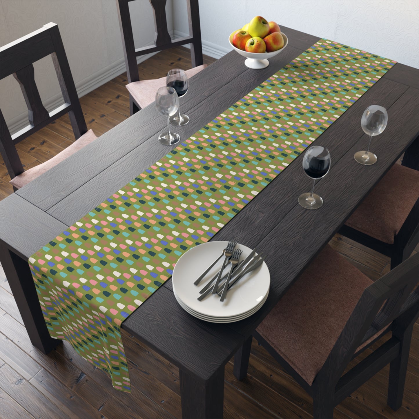 Petal Mosaic Olive Tablerunner