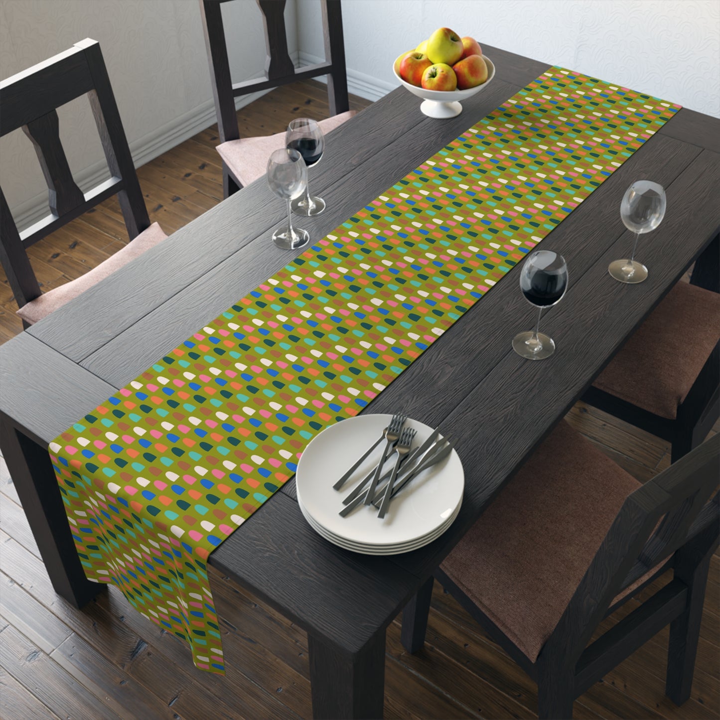Petal Mosaic Olive Tablerunner