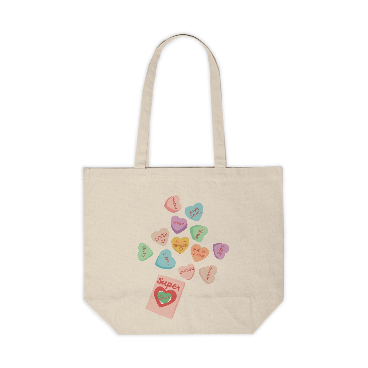 Sweet Candy Hearts Canvas Tote