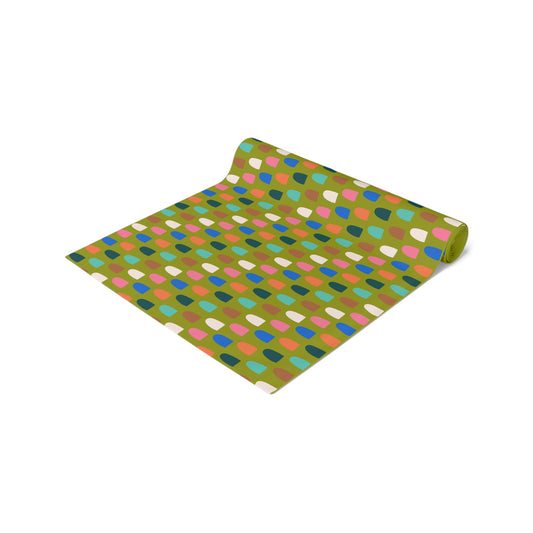 Petal Mosaic Olive Tablerunner