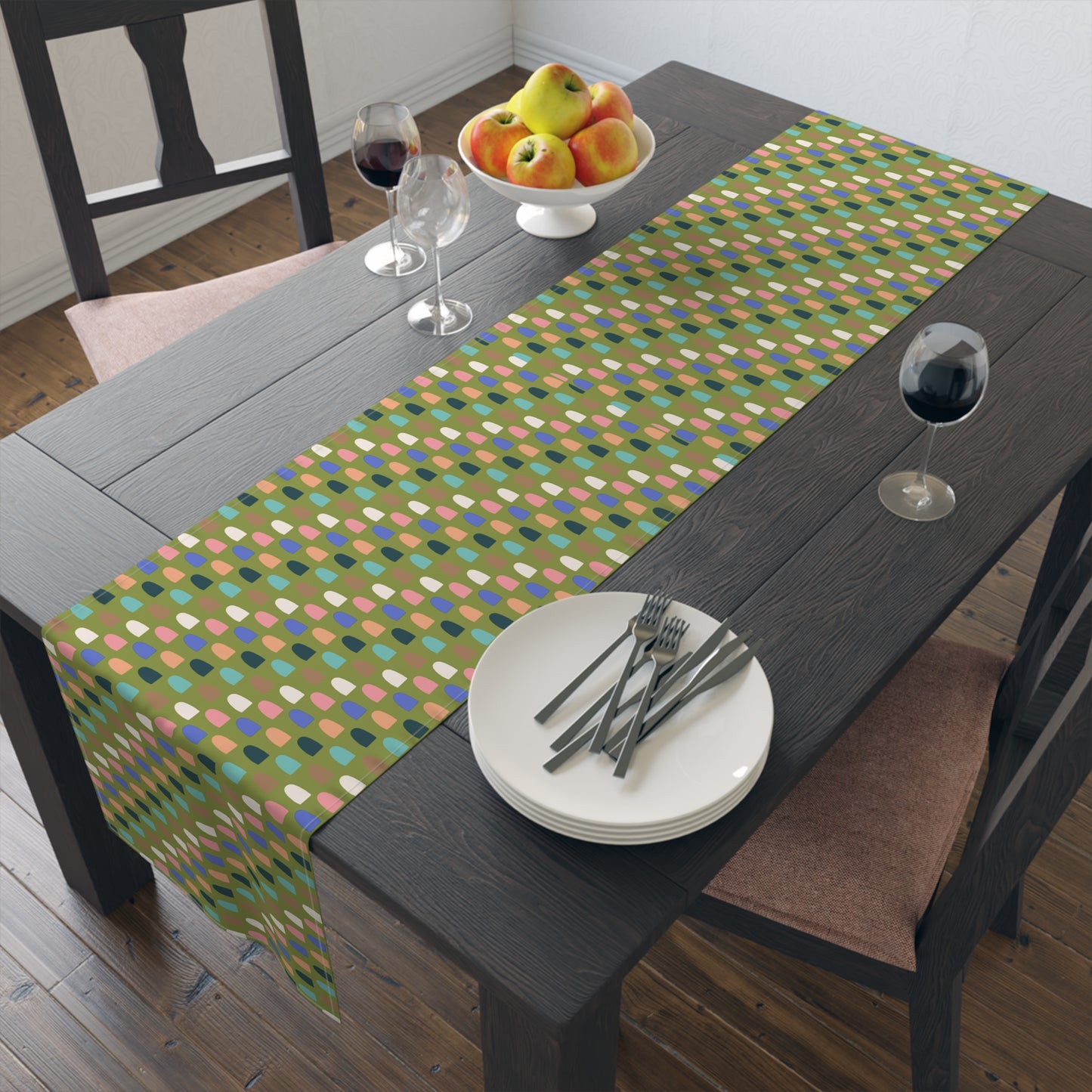 Petal Mosaic Olive Tablerunner