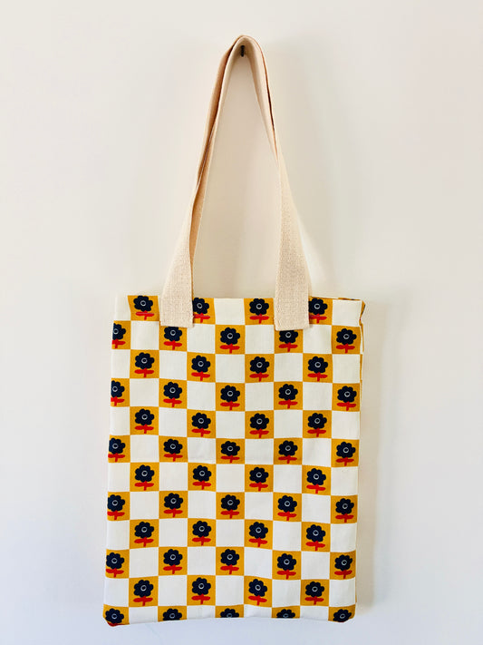 Checker Blossom Tote