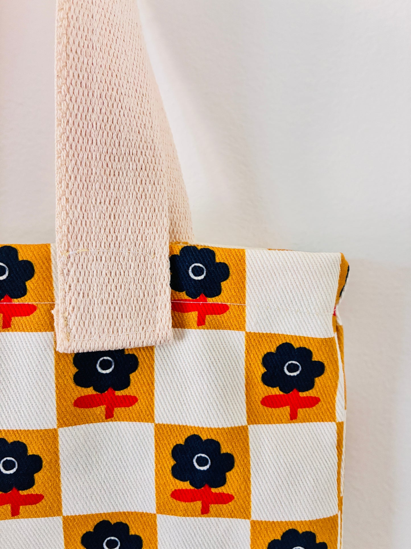 Checker Blossom Tote