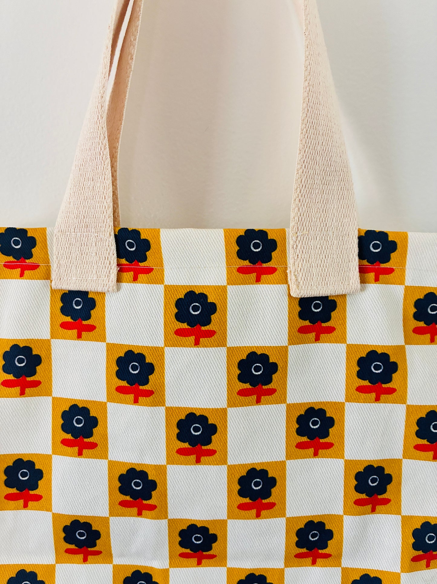Checker Blossom Tote