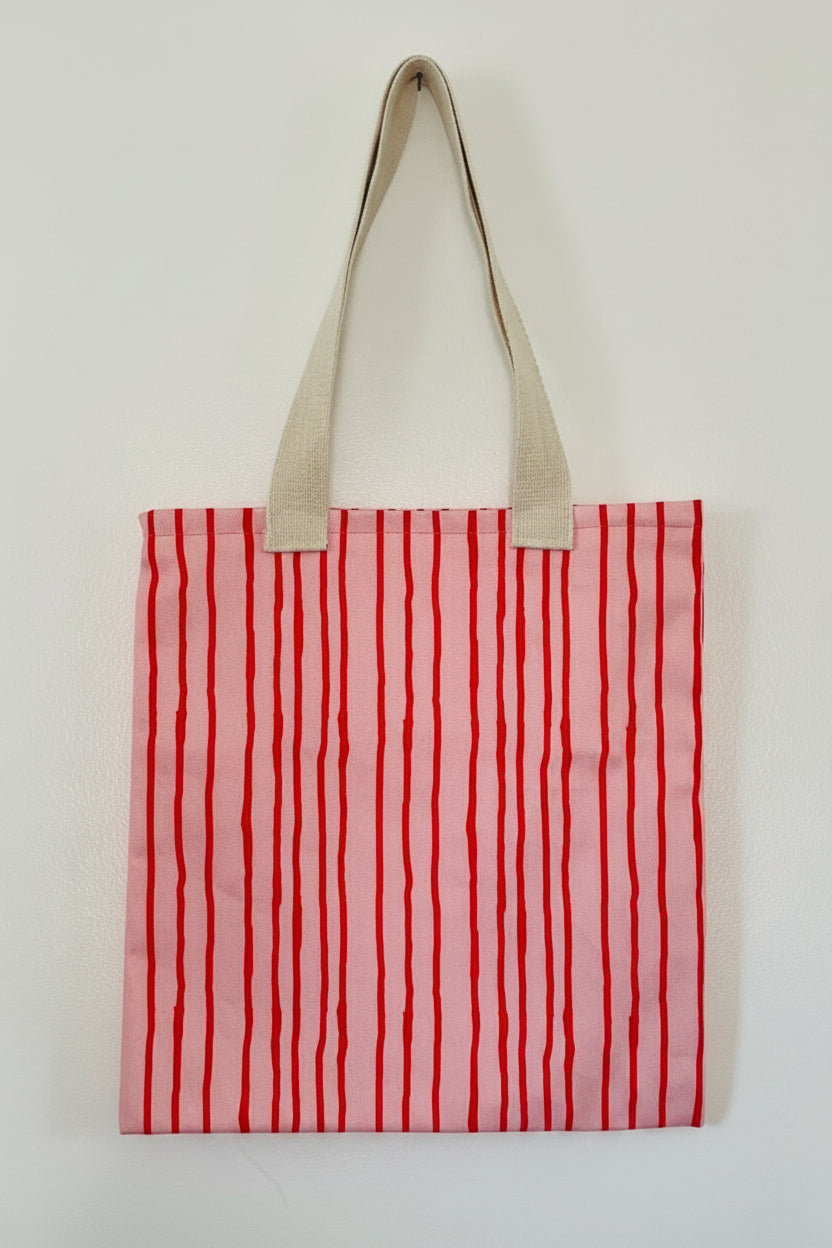 Wobbly Stripes Pink Tote