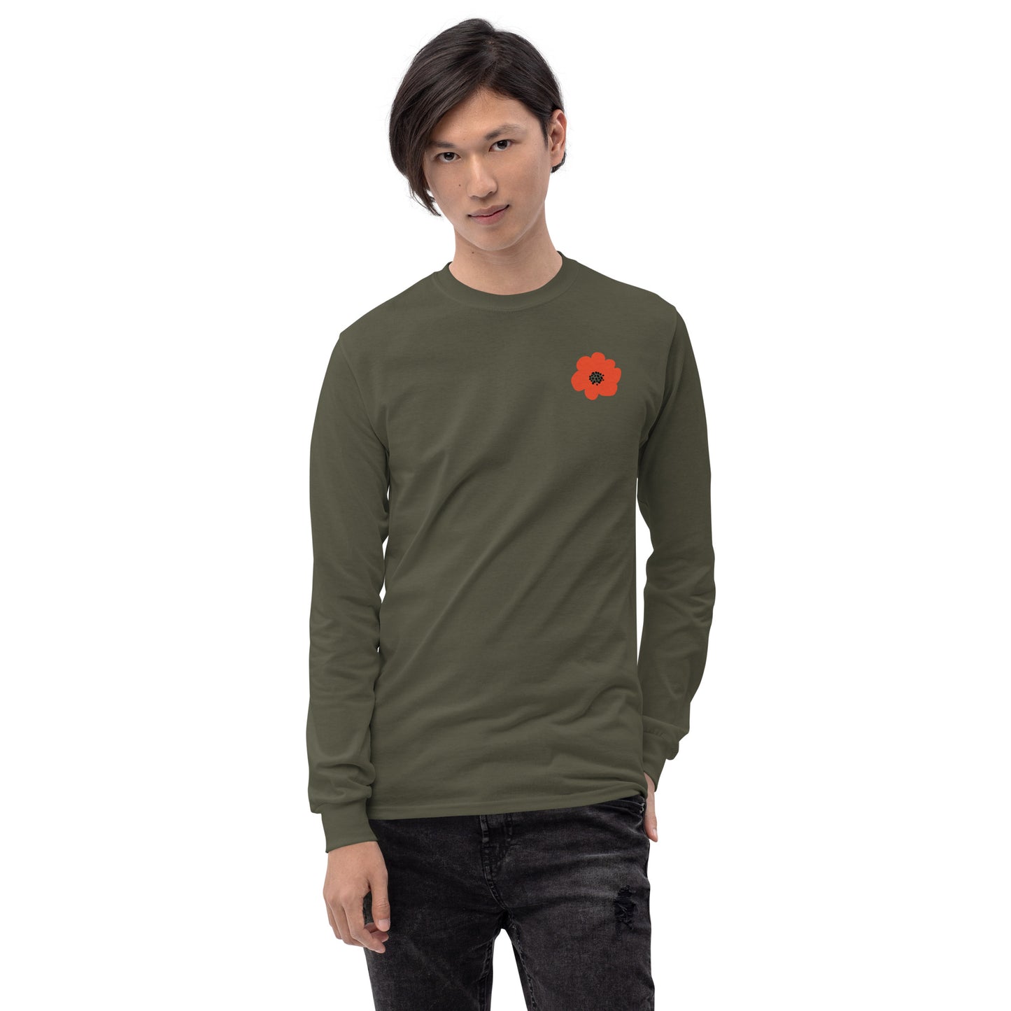 Red Flower Unisex Long Sleeve Shirt