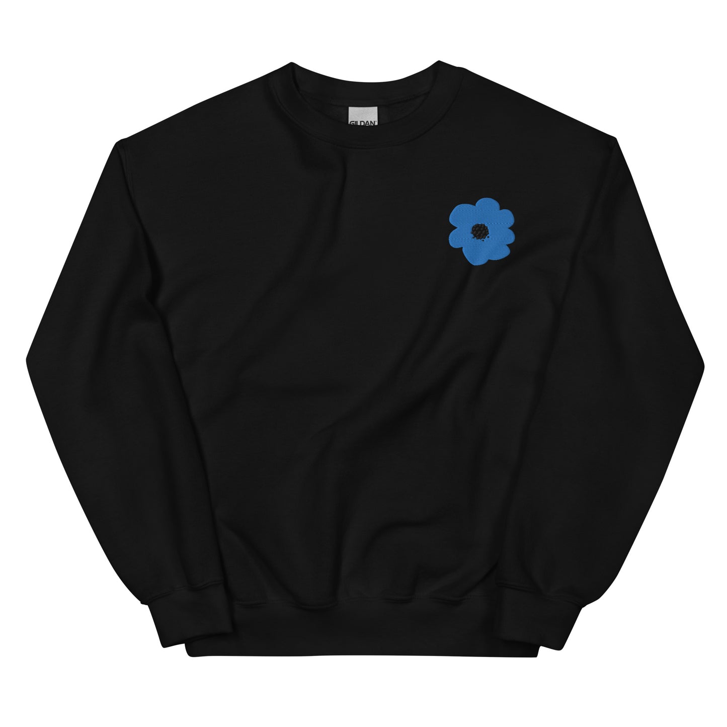 Embroidered Blue Flower Unisex Sweatshirt