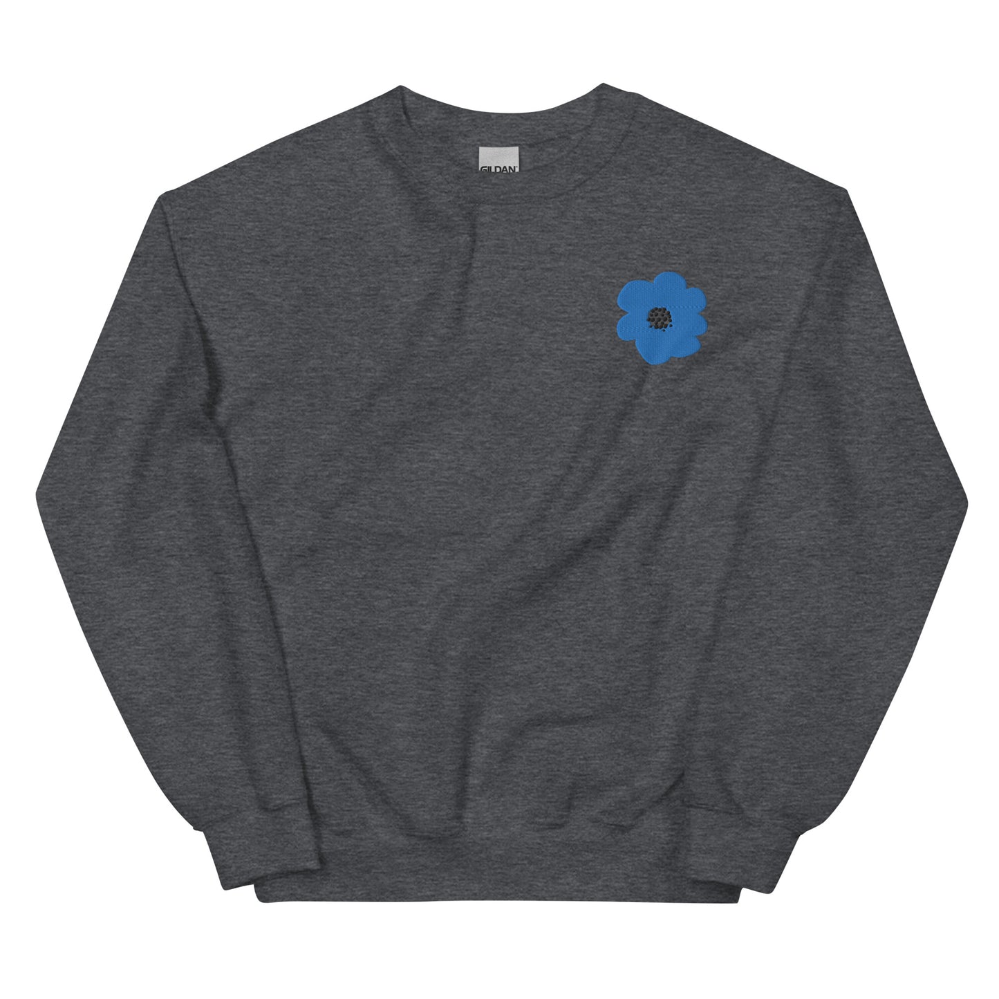 Embroidered Blue Flower Unisex Sweatshirt