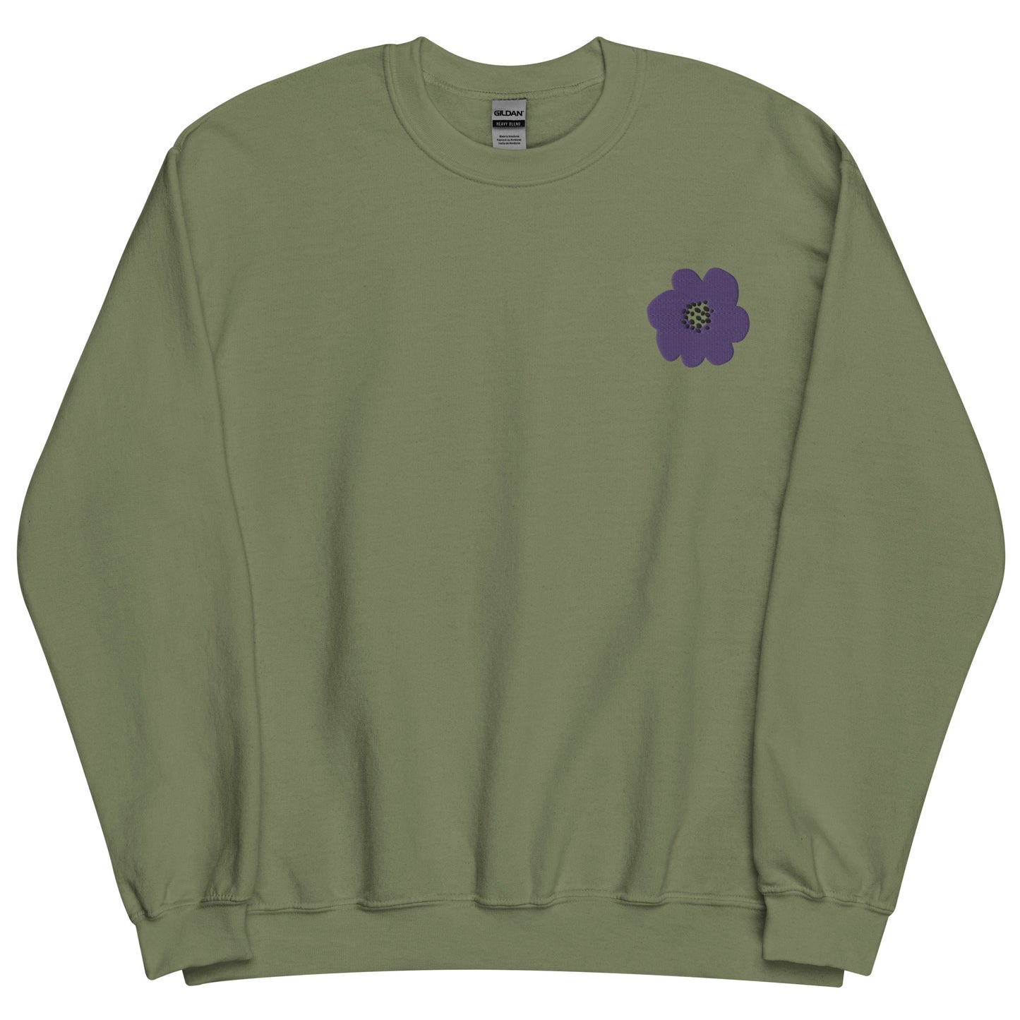 Embroidered Purple Flower Unisex Sweatshirt