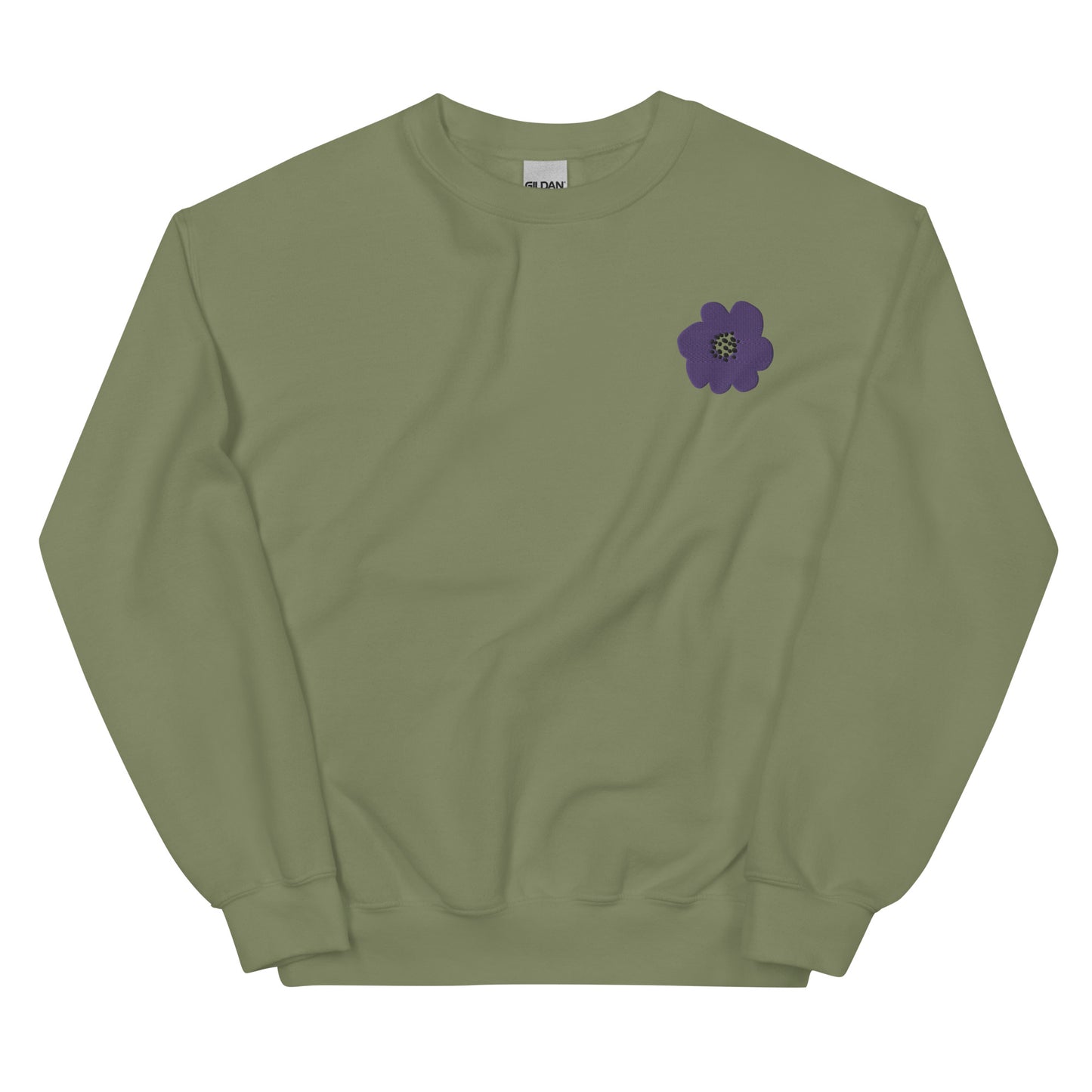 Embroidered Purple Flower Unisex Sweatshirt