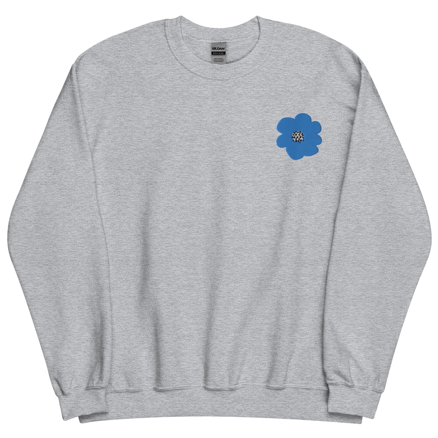 Embroidered Blue Flower Unisex Sweatshirt