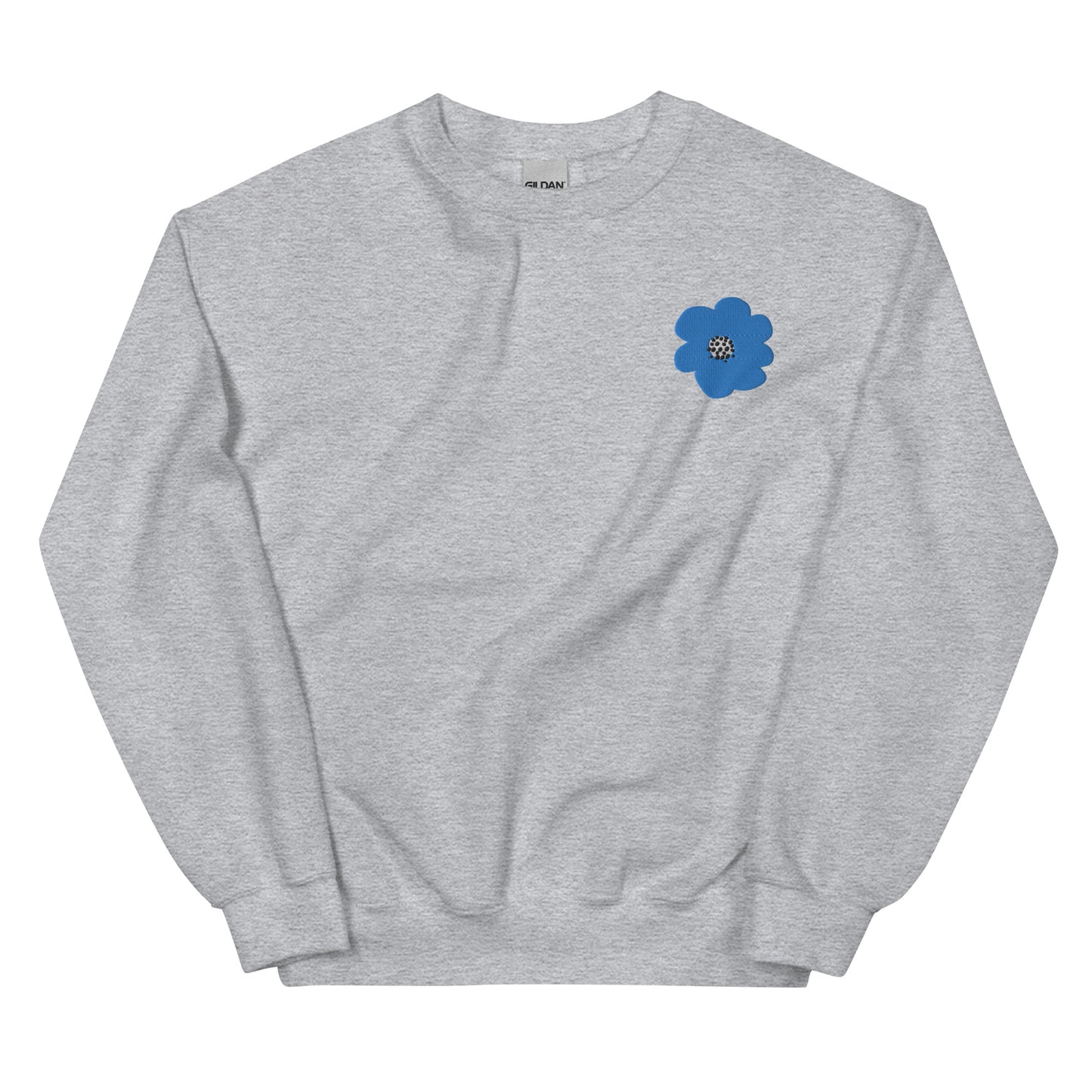 Embroidered Blue Flower Unisex Sweatshirt