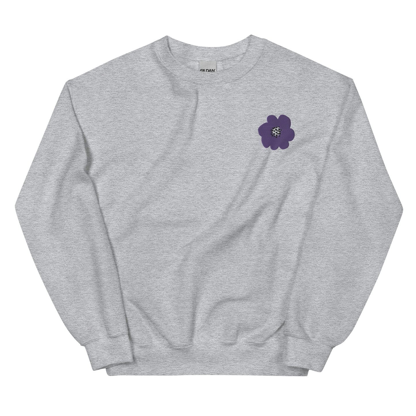 Embroidered Purple Flower Unisex Sweatshirt