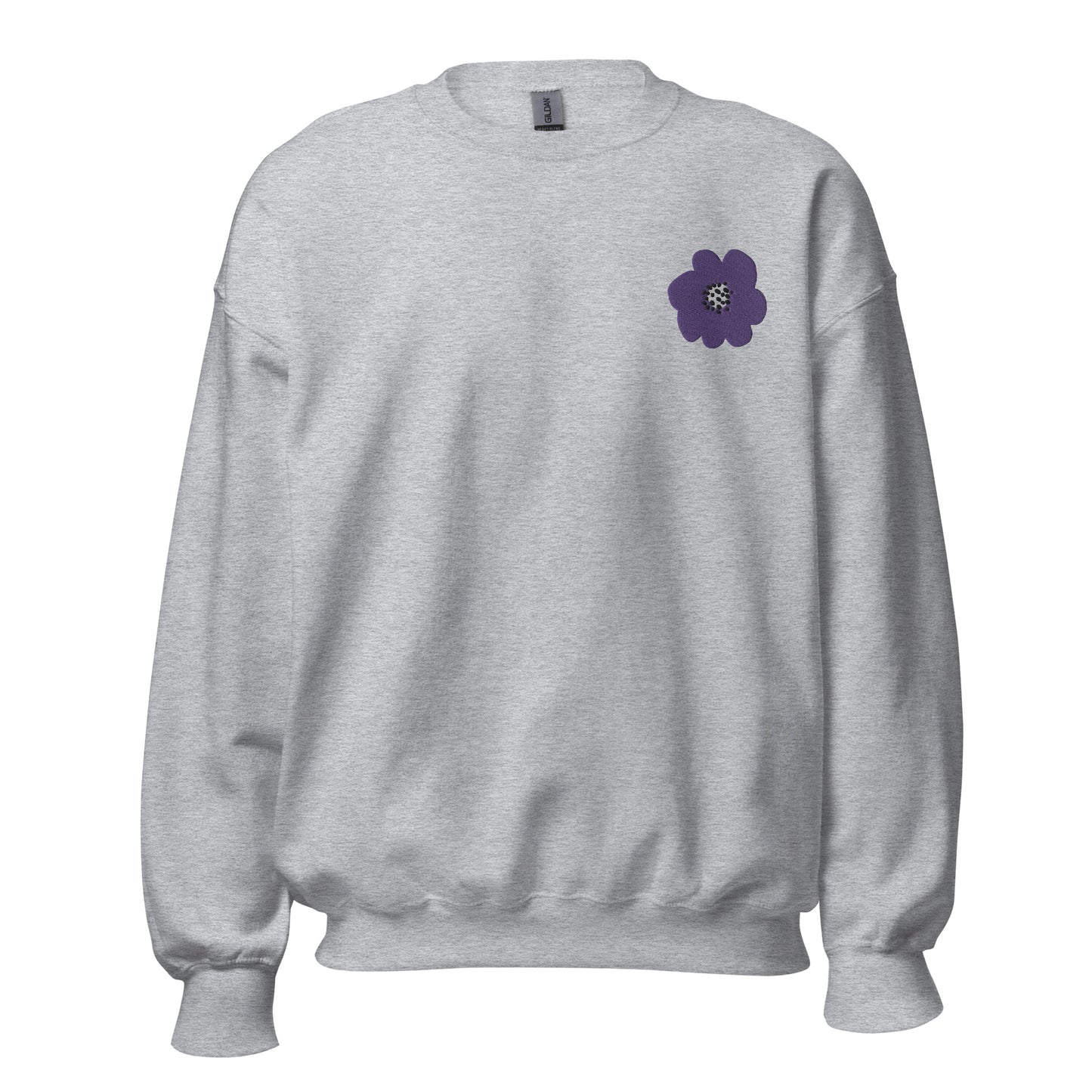 Embroidered Purple Flower Unisex Sweatshirt