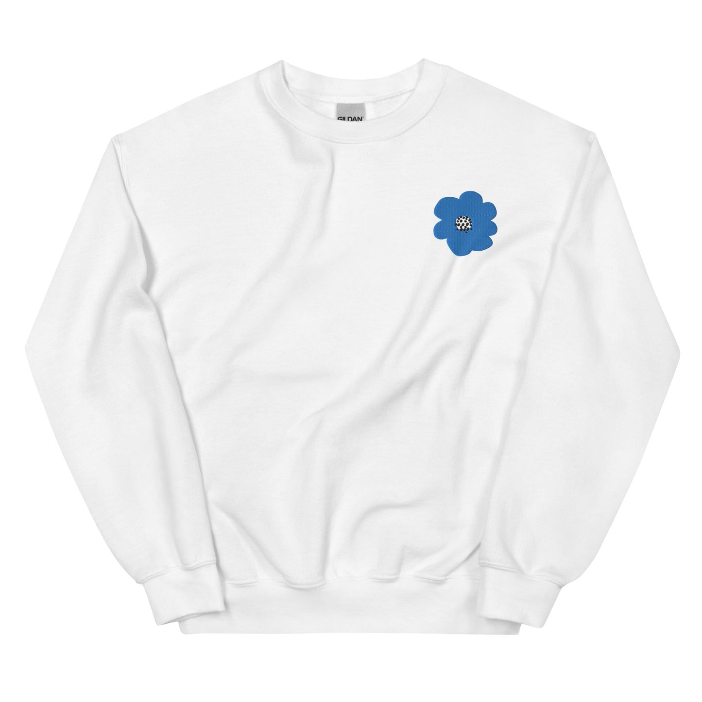 Embroidered Blue Flower Unisex Sweatshirt