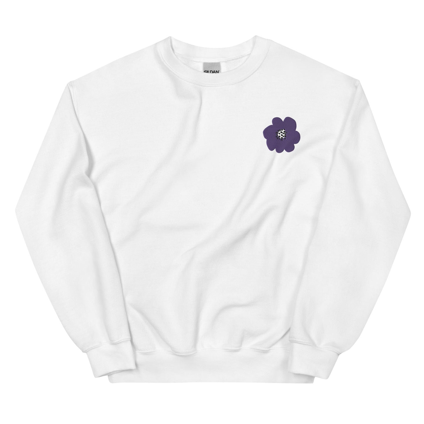 Embroidered Purple Flower Unisex Sweatshirt