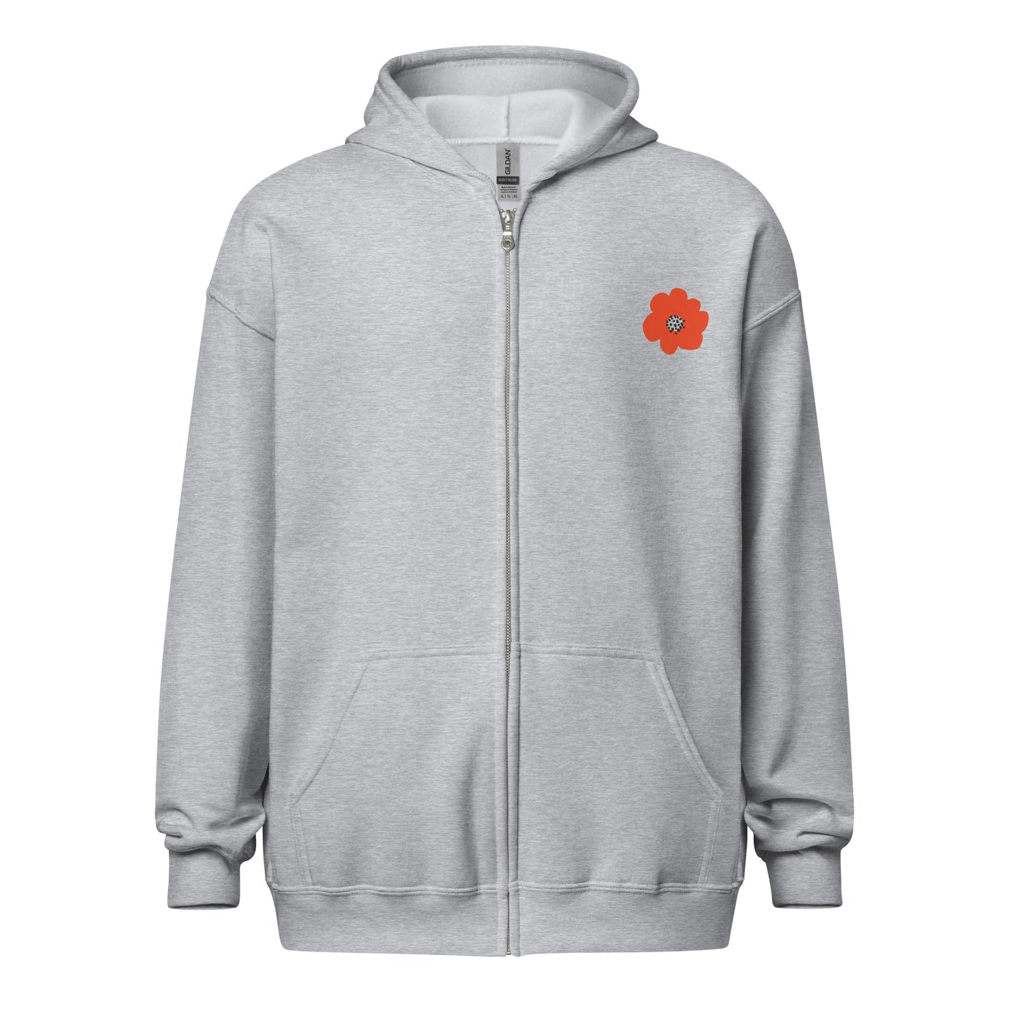 Red Flower Unisex Zip Hoodie