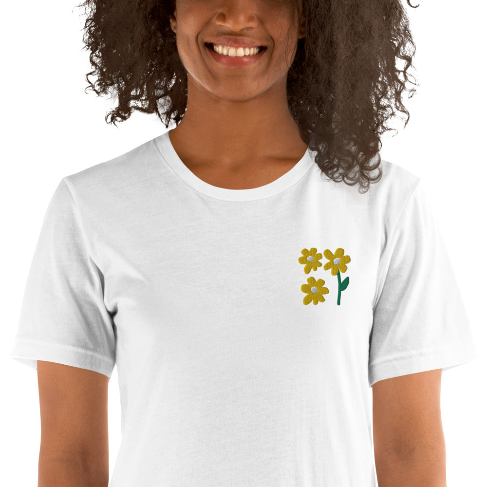 Embroidered Spring Flowers Unisex t-shirt